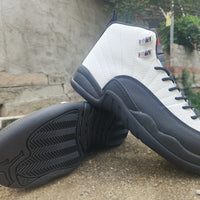 High Top Sneakers, White Gray Colorway, Lace Up Design, Casual Gift for Sneaker Fans