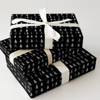 Modern Black and White Gift Wrap Paper, Minimalist Pine Tree Christmas Wrapping Paper, Evergreen Winter Forest Present Wrap Paper