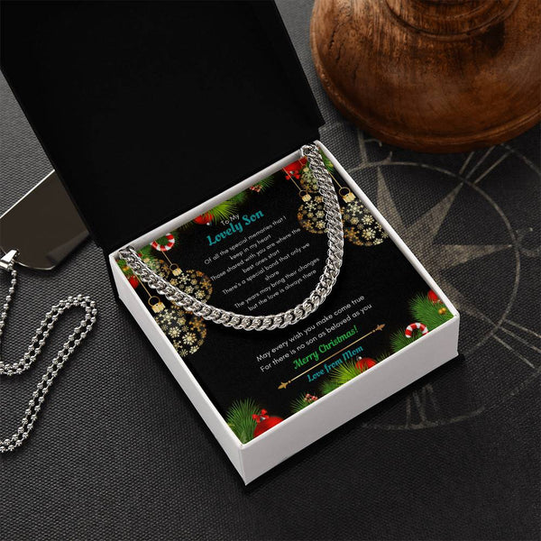 Holiday Present from Mom, Christmas Present for Son Cuban Link Chain Necklace, Mens Cuban Link Chain, Son Christmas Jewelry, 