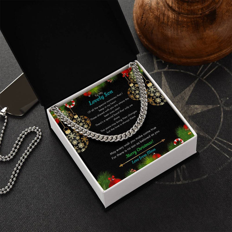 Holiday Present from Mom, Christmas Present for Son Cuban Link Chain Necklace, Mens Cuban Link Chain, Son Christmas Jewelry, Steel Chain Necklace