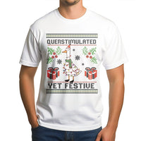 Humorous Goose Christmas Shirt, Overstimulated Yet Festive Goose T-Shirt, Ugly Sweater Goose Graphic Tee, Relatable Holiday T-Shirt Present