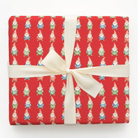 Watercolor Scandinavian Gift Wrap Roll, Red Christmas Gnome Wrapping Paper, Whimsical Holiday Present Paper, Nordic Winter Gift Wrapping