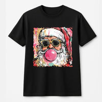 Retro Bubblegum Santa Shirt, Cool Santa Bubble Gum T-Shirt, Humorous Pink Bubble Santa Graphic Tee, Vintage Christmas T-Shirt, Holiday Present