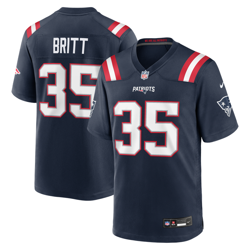 New England Patriots K.J. Britt Navy Team Game Jersey