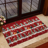 Snowflake Xmas Tree Welcome Mat, Schnauzer Christmas Doormat, Winter Holiday Dog Door Mat, Schnauzer Entry Rug, Dog Mom Xmas Present