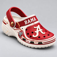 ALA Script A - Crimson and Cream Statement Clogs