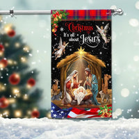 Its All About Jesus Holy Family Yard Flag, Christmas Nativity Garden Flag, Christian Holiday Outdoor Flag, Double-Sided Religious Decor