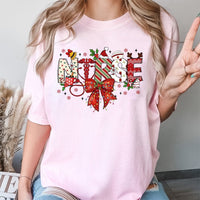 Festive Stethoscope Bow Tee, Christmas Nurse Shirt, Adorable RN Christmas T-Shirt, Medical Holiday Nurse Shirt, Xmas Present for Nurses