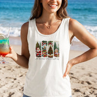 Bookish Christmas Tank, All Booked for Christmas Tank Top, Holiday Book Lover Sleeveless Tee, Christmas Tree Santa Tank, Bookworm Xmas Present