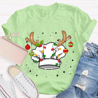 Humorous Holiday Baker Cook Shirt, Christmas Chef Hat Snowflake T-Shirt, Christmas Cooking Lights Tee, Kitchen Baking Christmas T-Shirt