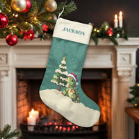 Sea Turtle Santa Holiday Stocking, Adorable Turtle Christmas Stocking, Personalized Christmas Stocking, Adorable Animal Fireplace Decor Xmas Present