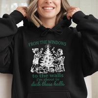 Humorous Christmas Song Lyrics Hoodie, Deck the Halls Hoodie, Holiday Party Hooded Sweatshirt, Comfy Winter Graphic Hoodie, Xmas Present for Her