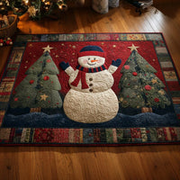 Christmas Snowman Floor Rug, Plaid Snowman Area Rug, Winter Holiday Snowman Rug, Washable Non Slip Seasonal Rug, Adorable Festive Decor Rug