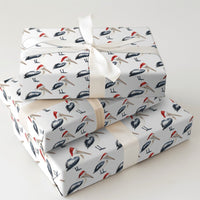 Coastal Holiday Bird Gift Wrap, Santa Pelican Christmas Wrapping Paper, Beachy Wildlife Wrapping Paper, Nautical Xmas Gift Wrap Roll