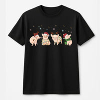 Adorable Christmas Pigs Graphic Tee, Merry Pigmas T-Shirt, Humorous Farm Animal Reindeer Shirt, Pig Lover Holiday T-Shirt, Farmer Christmas Present