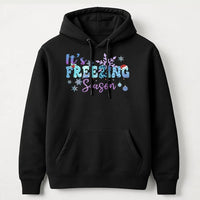 Snowflake Christmas Graphic Sweatshirt, Its Freezing Season Hoodie, Comfy Winter Holiday Pullover, Festive Family Season Hoodie