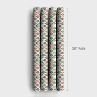 Red and Green Baubles Gift Wrap, Watercolor Ornament Wrapping Paper, Festive Christmas Tree Wrapping Paper, Retro Holiday Wrapping Paper