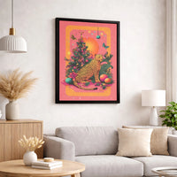 Tropical Holiday Canvas Poster, Leopard Christmas Tree Art, Funky Safari Xmas Wall Art Print, Festive Decor, Printable Digital Download