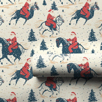 Vintage Western Holiday Gift Wrap, Santa on Horse Christmas Wrapping Paper, Rustic Santa Equestrian Wrapping Paper, Holiday Gift Wrap Roll