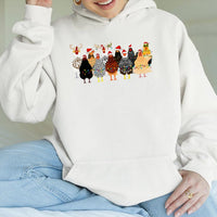 Santa Hat Farm Animal Hoodie, Christmas Chicken Hoodie, Humorous Holiday Rooster Sweatshirt, Adorable Winter Farm Graphic Hoodie