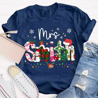 Custom Name Snowflake Holiday Shirt, Personalized Christmas Lights T-Shirt, Matching Family Xmas Graphic Tee, Holiday Season Present