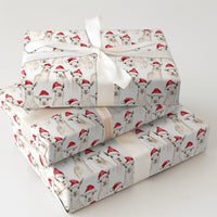 Santa Hat Alpaca Gift Wrap, Watercolor Christmas Llama Wrapping Paper, Adorable Holiday Animal Paper, Festive Winter Present Wrapping Paper