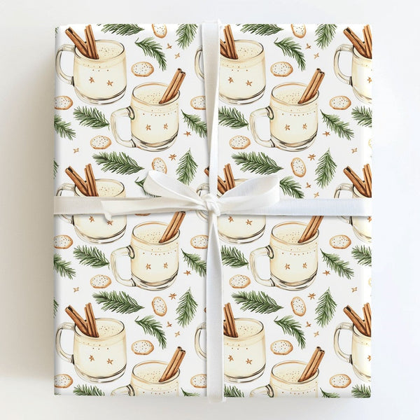 Cinnamon Christmas Drinks Gift Wrap, Watercolor Eggnog Wrapping Paper, Comfy Holiday Baking Wrapping Paper, Festive Winter Gi
