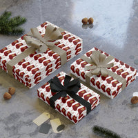 Red Gold Snowflake Gift Wrap, Christmas Stocking Wrapping Paper, Holiday Present Wrapping Paper, Festive Winter Gift Wrapping Paper Roll