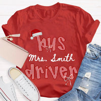 Personalized School Bus Driver Holiday Shirt, Custom Bus Driver Santa Hat Christmas T-Shirt, Christmas Bus Driver Tee, Holiday Present