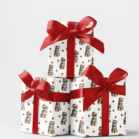 Santa Hat Dog Gift Wrap Paper, Husky Puppy Christmas Wrapping Paper, Festive Holiday Wrapping Paper Roll, Dog Lover Xmas Gift Wrap
