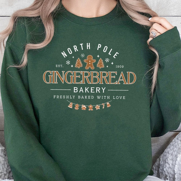 North Pole Cookie Christmas Crewneck, Gingerbread Bakery Sweatshirt, Adorable Holiday Baker Sweater, Retro Xmas Pullover, Fes