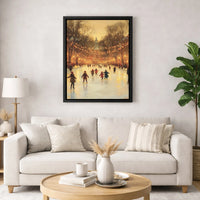 Christmas Lights Park Scene Canvas Print, Winter Ice Skating Rink Canvas Wall Art, Holiday Canvas, Printable Digital Download