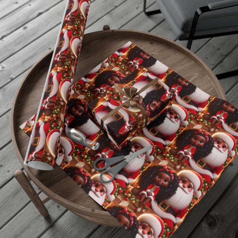 Afrocentric Christmas Gift Wrap, Black Santa Wrapping Paper, African American Santa Wrapping Paper, Inclusive Holiday Gift Wrapping Paper