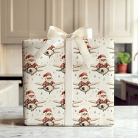 Vintage Pilot Christmas Gift Wrap, Airplane Santa Wrapping Paper, Whimsical Aviation Wrapping Paper, Aviation Holiday Wrapping Paper Roll