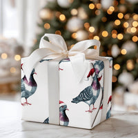Santa Hat Bird Gift Wrap, Humorous Pigeon Christmas Wrapping Paper, Pigeon Wrapping Paper Roll, Holiday Wrapping Paper, Bird Lover Gift Wrap