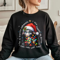 Adorable Spanish Donkey Christmas Sweater, Mi Burrito Sabanero Sweatshirt, Latino Holiday Crewneck, Villancicos Pullover Xmas Present