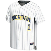 #1 Michigan Wolverines Lightweight Baseball Fashion Jersey - White