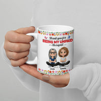 Personalized Cartoon Bestie Coffee Mug, Unpaid Therapist Best Friend Ceramic Mug, Humorous Soul Sister Coffee Cup, Christmas Mug, Coworker Present