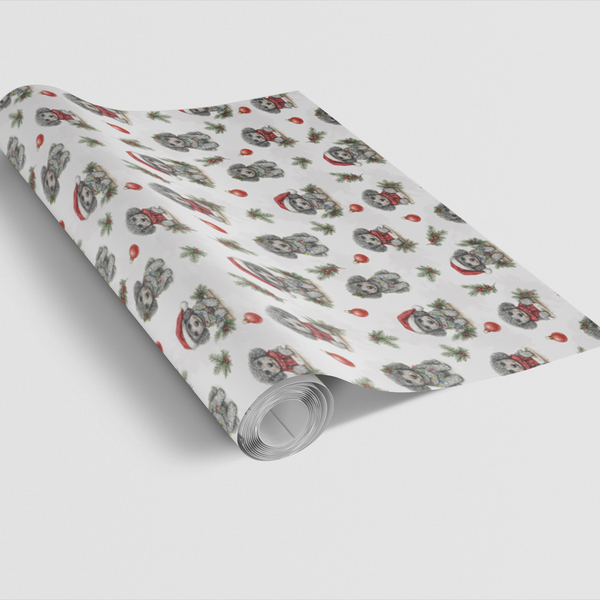 Festive Dog Holiday Gift Wrap Roll, Christmas Poodle Wrapping Paper, Adorable Puppy Christmas Wrapping Paper, Dog Lover Prese