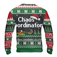 Pixelated Santa Sleigh Ugly Sweater, Chaos Coordinator Ugly Christmas Sweater, Humorous Holiday Sweatshirt, Winter Graphic Ugly Sweater Present