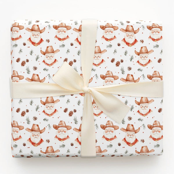 Rustic Christmas Wrapping Paper, Western Cowboy Santa Wrapping Paper, Country Holiday Gift Wrap, Rodeo Western Gift Wrapping 