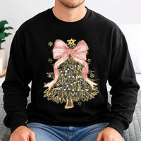 Coquette Pink Bow Xmas Sweater, Camo Christmas Tree Sweatshirt, Camo Tree Holiday Crewneck, Adorable Winter Camo Pullover, Xmas Present for Her