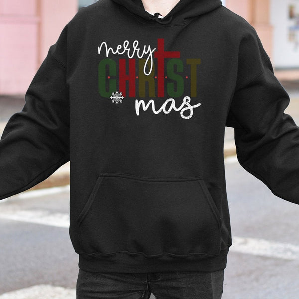 Religious Christian Cross Hoodie, Merry Christmas Jesus Hoodie, Faith Based Holiday Graphic Sweatshirt, Retro Jesus Xmas Pull
