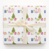 Watercolor Holiday Presents Gift Wrap, Christmas Tree Wrapping Paper, Festive Colorful Xmas Tree Gift Wrapping Paper, Winter Present Wrap