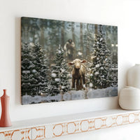 Snowy Christmas Forest Canvas Print, Jesus the Good Shepherd Canvas Art, Christian Winter Landscape Canvas, Religious Holiday Wall Decor