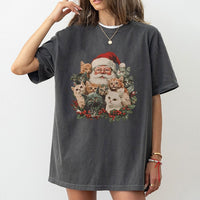 Vintage Cat Christmas Graphic Tee, Retro Santa Claus and Kittens T-Shirt, Adorable Spooky-Free Holiday Kitten Shirt, Cat Lovers Present