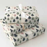 Vintage Christmas Wrapping Paper, Rustic Pine Tree Wrapping Paper, Forest Tree Holiday Gift Wrap, Winter Botanical Wrapping Paper Roll