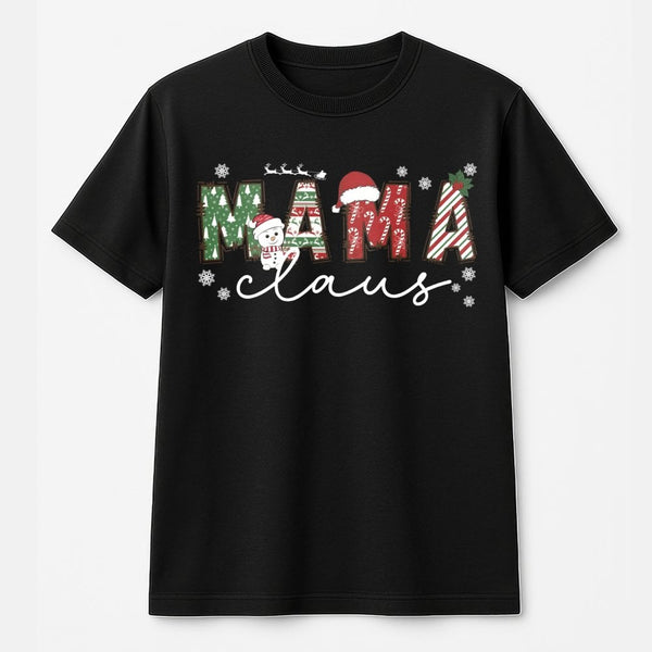 Adorable Snowman Mama Claus Graphic Tee, Mama Claus Christmas T-Shirt, Festive Holiday Mama Claus Shirt, Winter Christmas Pre