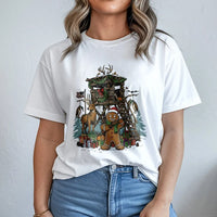 Humorous Christmas Deer Hunter Shirt, Gingerbread Man Hunting T-Shirt, Holiday Buck Hunting Tee, Winter Outdoors Graphic Shirt, Hunter Present