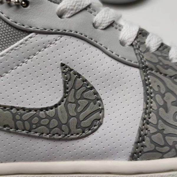 Low Top Sneakers, White Gray Colorway, Cracked Pattern, Lace Up Design, Casual Gift for Sneaker Fans